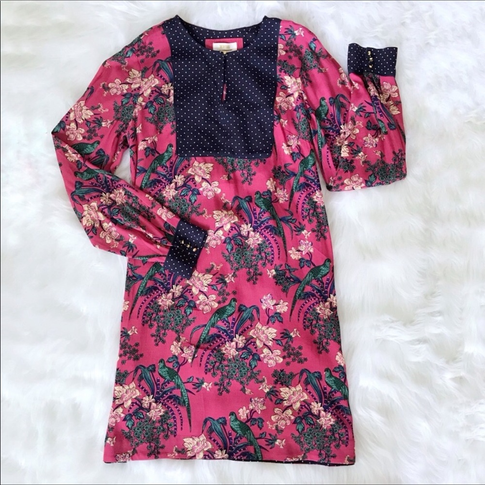Anthropologie Maeve floral bird shift dress
